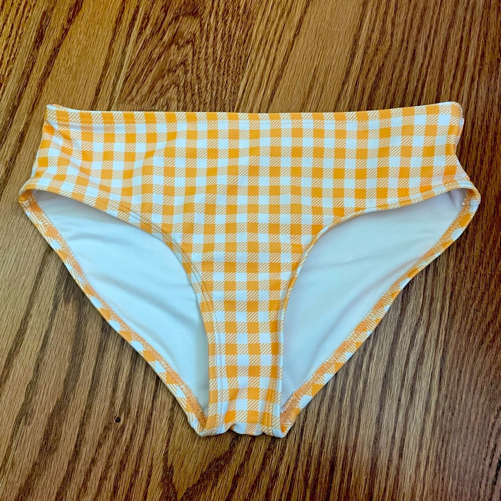 coral plaid bathing suit bottoms